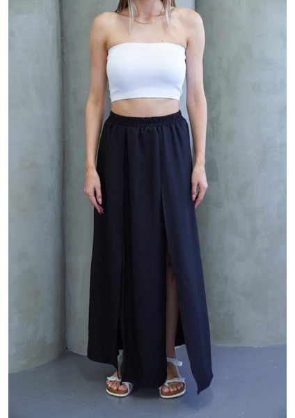 Siyah Yırtmaçlı Uzun Şort Etek fırsatları