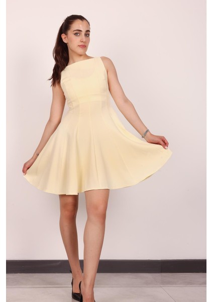 Kadın Sarı Kolsuz Mini Elbise
