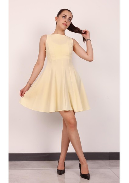 Kadın Sarı Kolsuz Mini Elbise modelleri