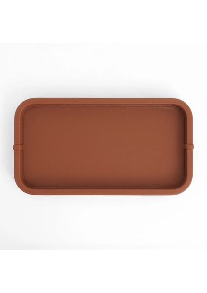 Marta Dekoratif Deri Tepsi Açık Kahverengi 35X19X3 cm