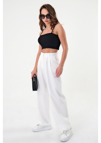 Kadın Beyaz Yüksek Bel Palazzo Pantolon fiyatları