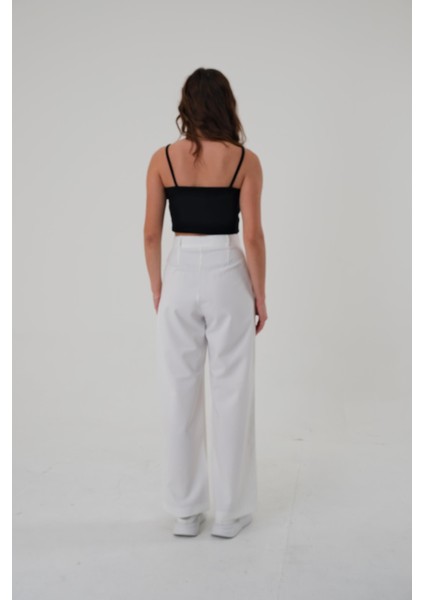 Kadın Beyaz Yüksek Bel Palazzo Pantolon indirimleri