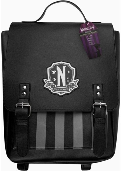 Wednesday Nevermore Academy Siyah Sırt Çantası, Ayarlanabilir Askılar ve Manyetik Kapama