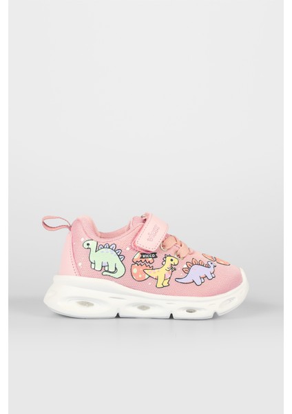 Dino Işıklı Kız Bebek Pudra Spor Ayakkabı