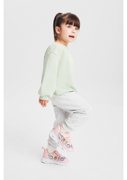 Dino Işıklı Kız Bebek Pudra Spor Ayakkabı