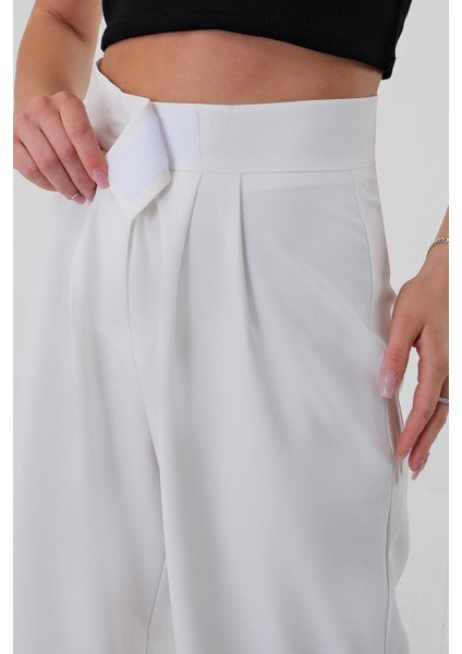 Kadın Beyaz Yüksek Bel Cırtlı Palazzo Pantolon ve Rahat Kullanım fiyatları