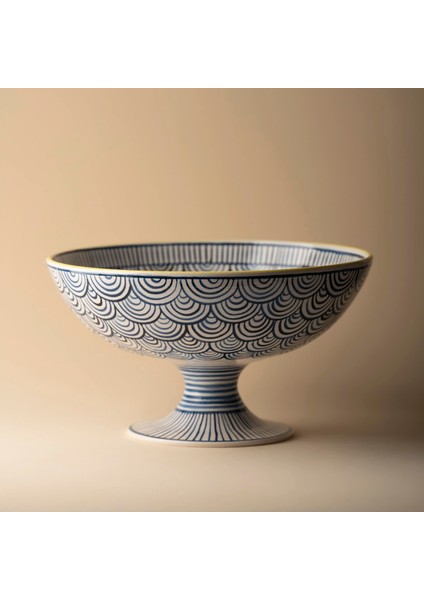 Itzel Desenli Ayaklı Mavi Kase 25 cm modelleri