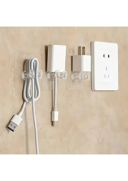 3'lü Kablo Tutucu Yapışkanlı Askı Yapışkanlı Kanca Çok Amaçlı Kablo Tutucu