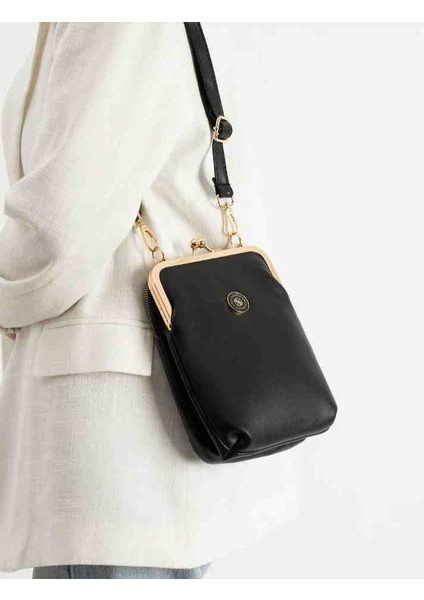 Eflanmoda Sanmorris Gold Aksesuarlı Kadın Çapraz Kullanıma Uygun Bayan Omuz Çantası