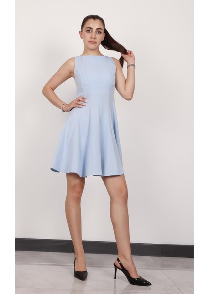 Kadın Bebe Mavi Kolsuz Mini Elbise