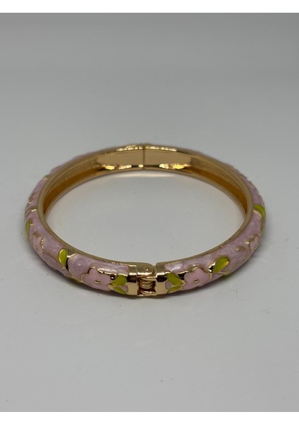 Kelepçeli Mineli Bileklik – Pembe Çiçek Desenli fiyatları