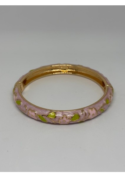 Kelepçeli Mineli Bileklik – Pembe Çiçek Desenli modelleri