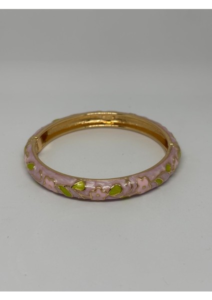 Kelepçeli Mineli Bileklik – Pembe Çiçek Desenli fırsatları