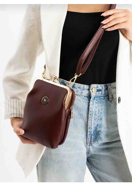 Eflanmoda Sanmorris Gold Aksesuarlı Kadın Çapraz Kullanıma Uygun Bayan Omuz Çantası