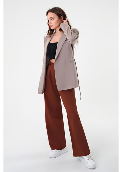 Kadın Gri Bel Bağlamalı Blazer Ceket fiyatları
