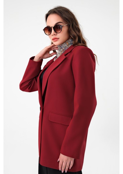 Bordo Çift Düğmeli Blazer Ceket fırsatları