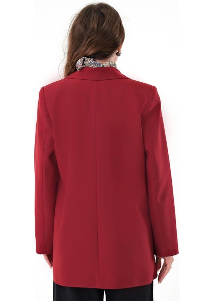 Bordo Çift Düğmeli Blazer Ceket indirimleri