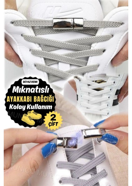 Hızlı Bağlanan Beyaz Mıknatıslı Çocuk Ayakkabı Bağcığı, Kullanışlı ve Pratik modelleri