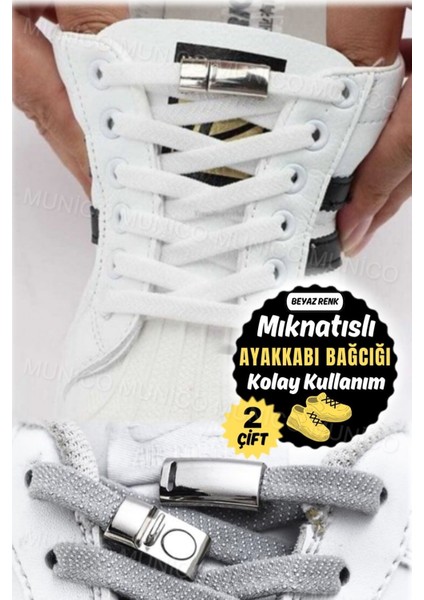 Hızlı Bağlanan Beyaz Mıknatıslı Çocuk Ayakkabı Bağcığı, Kullanışlı ve Pratik indirimleri