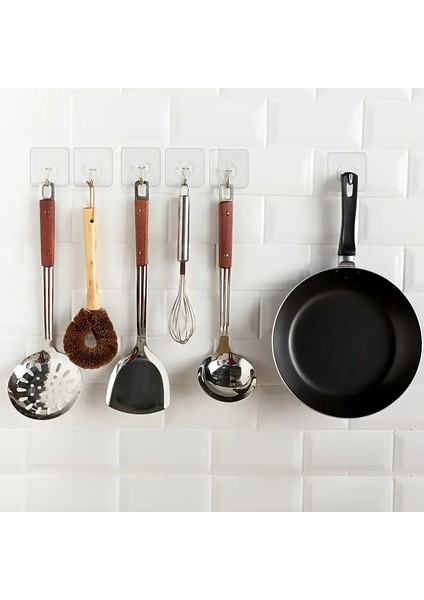 5'li Yapışkanlı Duvar Askısı Kancalı Askı Mutfak Banyo Askı Şeffaf Askı Kendinden Yapışkanlı Askı