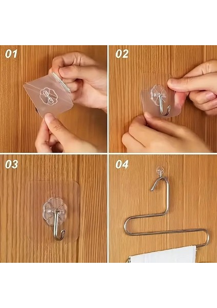 5'li Yapışkanlı Duvar Askısı Kancalı Askı Mutfak Banyo Askı Şeffaf Askı Kendinden Yapışkanlı Askı