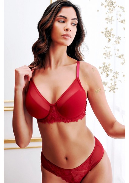 Golshan Gaspara Mini Slip, Kadın Güpürlü Tüllü Şarap Renkli Normal Kesim Külot fırsatları