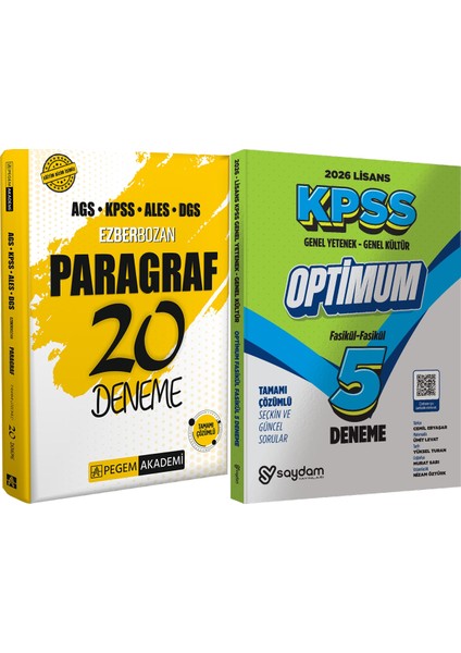 2026 Ags Kpss Ales Dgs Ezberbozan Paragraf 20 Deneme - Lisans Optimum 5 Deneme