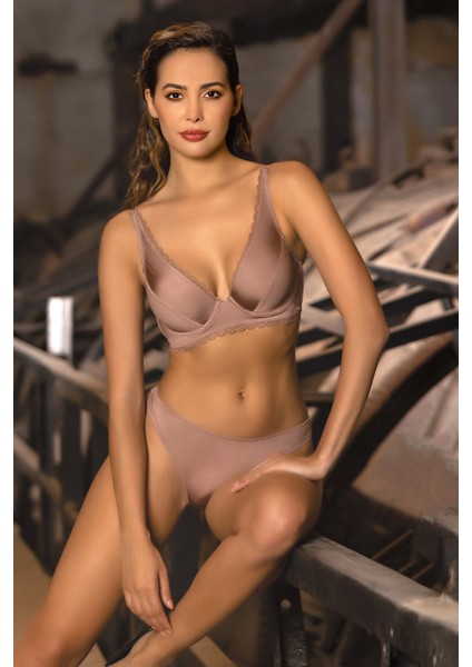 Golshan Giorgia Mini Slip,brezilyan Kadın Dantelli Vizon Külot