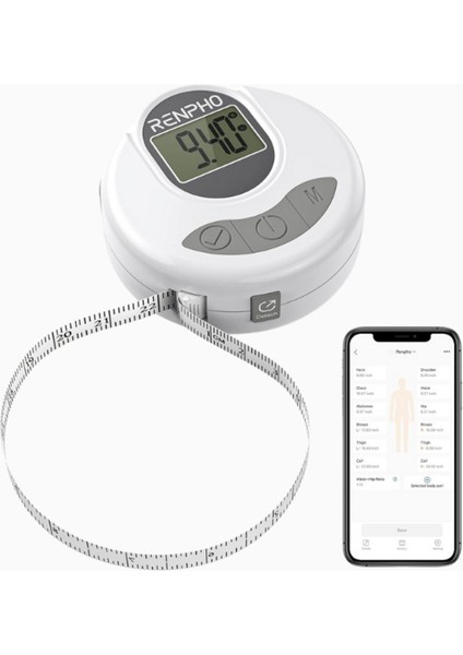 Akıllı Vücut Çevresi Ölçüm Bandı, Bluetooth, Dijital Mezura, Kolay ve Hassas Ölçüm