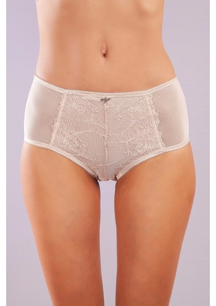 Golshan Gaspara Control Slip, Kadın Güpürlü Tül Ten Renk Yüksek Bel Külot