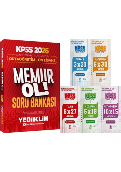 2026 Kpss Genel Yetenek Genel Kültür Ortaöğretim - Ön Lisans Memur Ol Soru + 5 Ders 31 Deneme