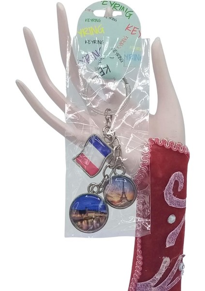 Fransa Üçlü Epoksi Metal Çift Taraflı Damla Anahtarlık France fiyatları