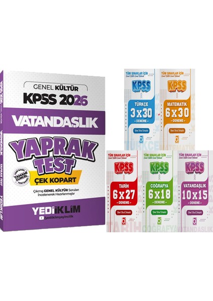 2026 Kpss Genel Kültür Vatandaşlık Çek Kopart Yaprak Test + 5 Ders 31 Deneme