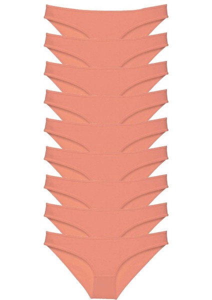 9 Adet Süper Eko Set Likralı Kadın Slip Külot Pudra