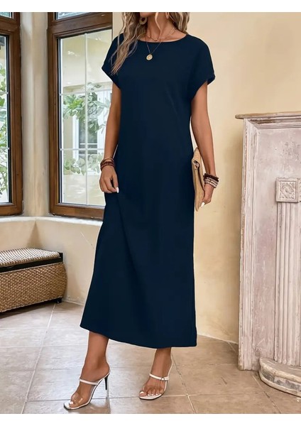 Kadın Uzun Kollu Yakası Açık Viskon Elbise indirimleri