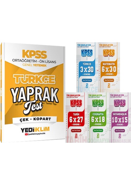 2026 Kpss Ortaöğretim Ön Lisans Türkçe Çek Kopart Yaprak Test + 5 Ders 31 Deneme