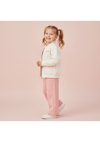 Kız Çocuk 3’lü Şardonlu Eşofman Takımı – Şardonlu Hırka & Sweatshirt & Geniş Paça Alt