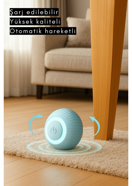 Kedi Oyun Topu Kendinden Hareketli Otomatik Hareketli Top Şarj Edilebilir Mavi Renkli fiyatları