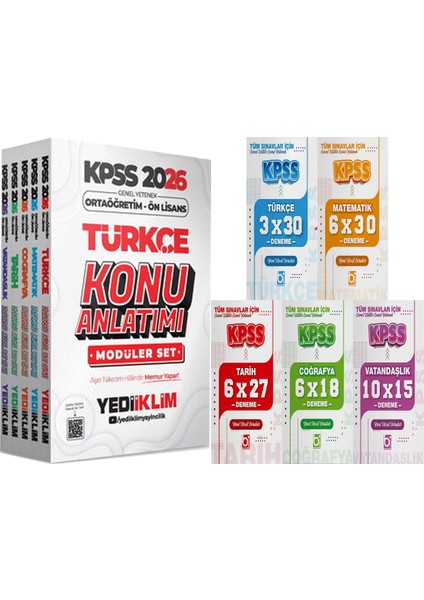 2026 Kpss Ortaöğretim Ön Lisans Genel Yetenek Genel Kültür Konu Modüler Set + 5 Ders 31 Deneme