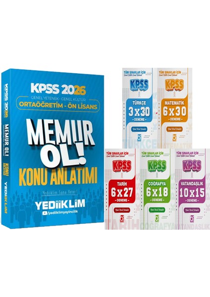 2026 Ortaöğretim-Önlisans Genel Kültür-Genel Yetenek Memur Konu Anlatım + 5 Ders 31 Deneme