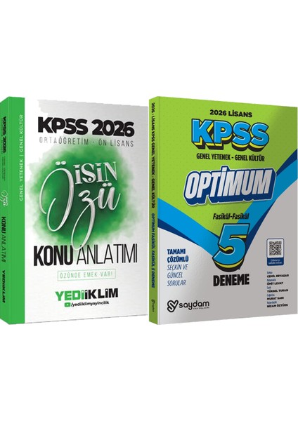 2026 Kpss Ortaöğretim-Önlisans Işin Özü Tek Kitap Tamamı Renkli Konu Anlatımı + Lisans Optimum 5 Deneme