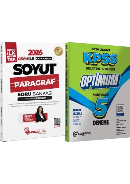 2026 Kpss Tyt Ales Dgs Soyut Paragraf Soru Bankası Çözümlü Öznur Saat Yıldırım + Lisans Optimum 5 Deneme