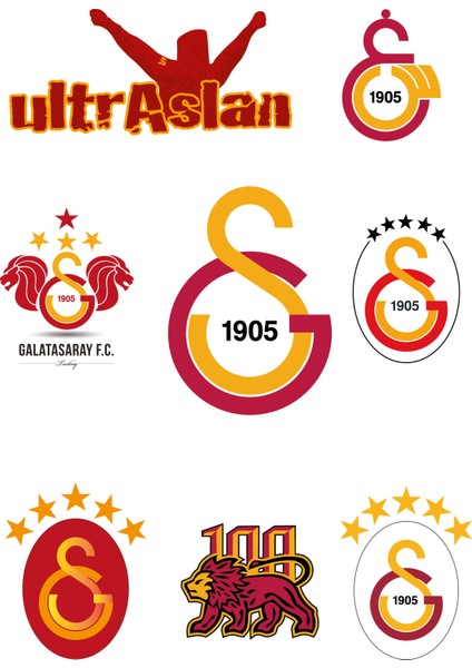 Galatasaray Uv Dtf Kask - Motor Sticker Seti – 8 Parça, Kabartmalı & Dayanıklı Motor Sticker