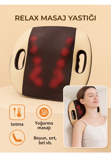 Isıtmalı 3D Yoğurma Masaj Yastığı – Bel, Sırt, Boyun Çok Amaçlı Kullanım Bacak, Ev/ofis/araç modelleri