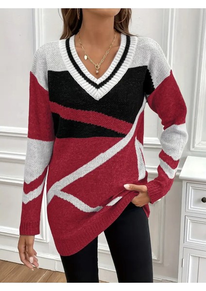 Kadın Uzun Kollu V Yakalı Kısa Triko Elbise modelleri