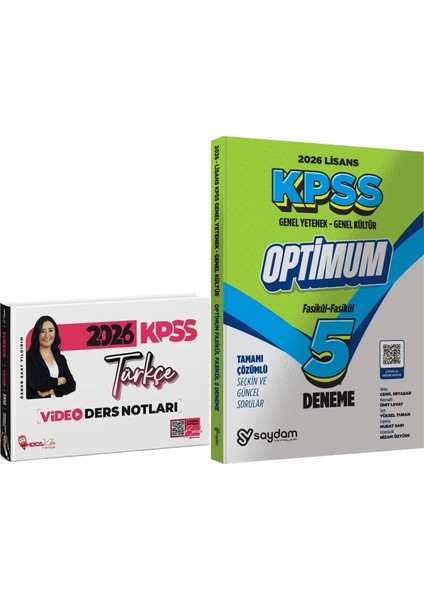 2026 Kpss Türkçe Video Ders Notları Öznur Saat Yıldırım + Lisans Optimum 5 Deneme