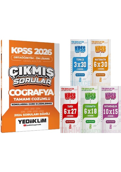 Kpss 2026 Ortaöğretim-Önlisans Coğrafya Konularına Göre Çıkmış Sorular + 5 Ders 31 Deneme