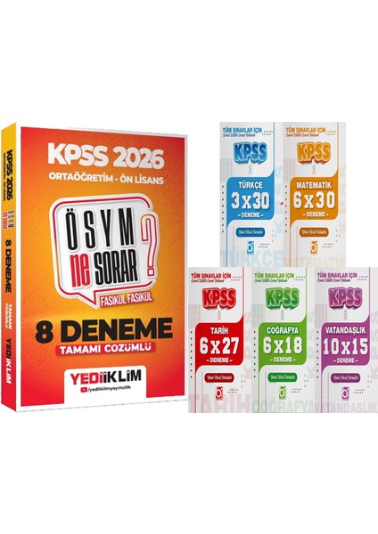 2026 Kpss Ösym Ne Sorar Ortaöğretim Ön Lisans Çözümlü Fasikül 8 Deneme + 5 Ders 31 Deneme