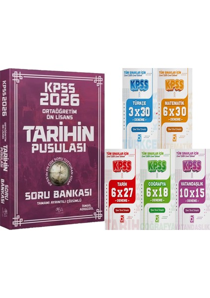 2026 Kpss Lise Ortaöğretim Ön Lisans Tarihin Pusulası Soru Bankası Çözümlü Ismail Adıgüzel + 5 Ders 31 Deneme