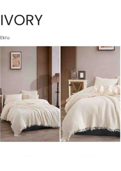 Çift Taraflı %100 Pamuklu 4 Katlı Müslin Çift Kişilik Yatak Örtüsü 220X230 cm